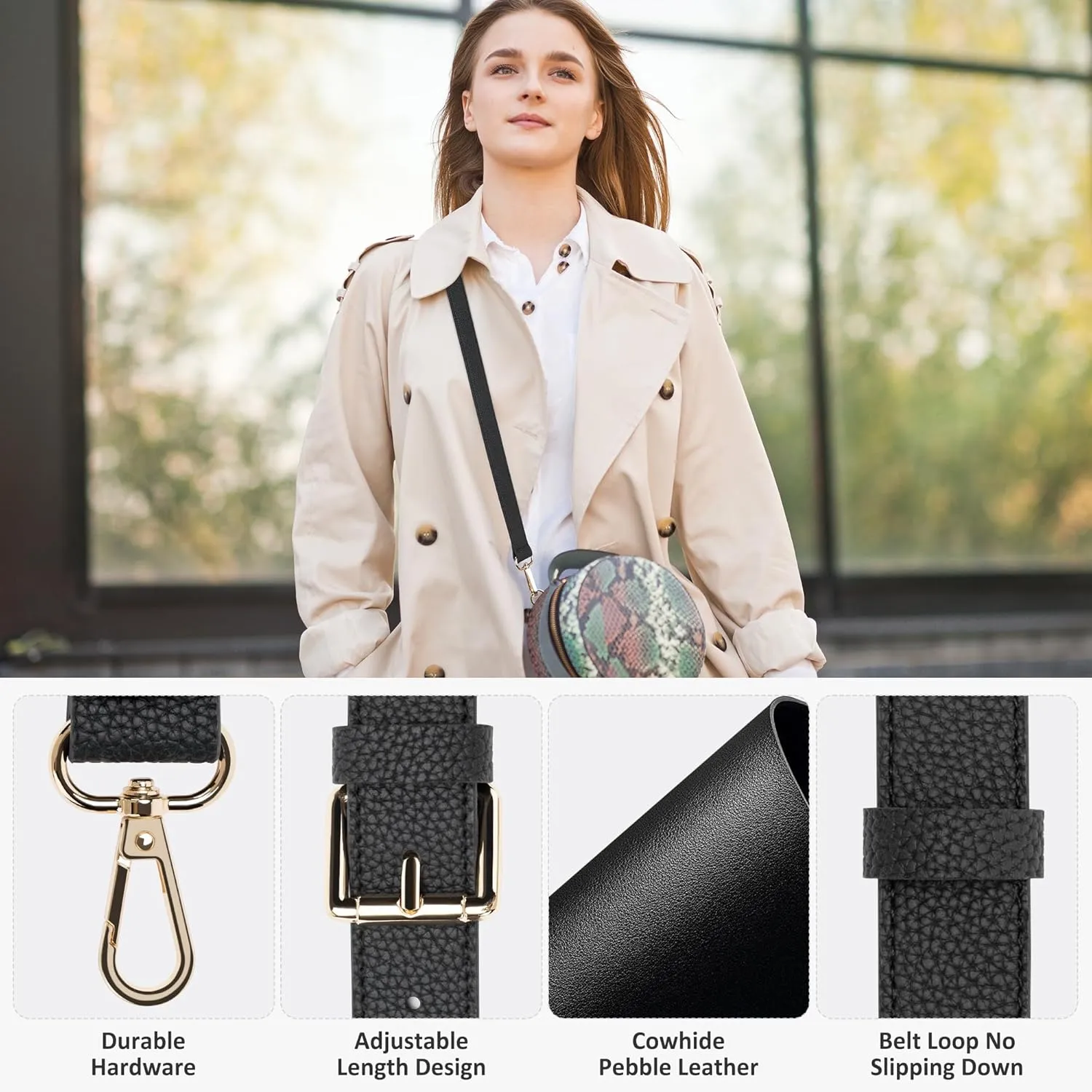 SEAVILIA Genuine Leather Purse Strap Replacement Crossbody Adjustable Long Thin Handmade Shoulder Handbags Strap