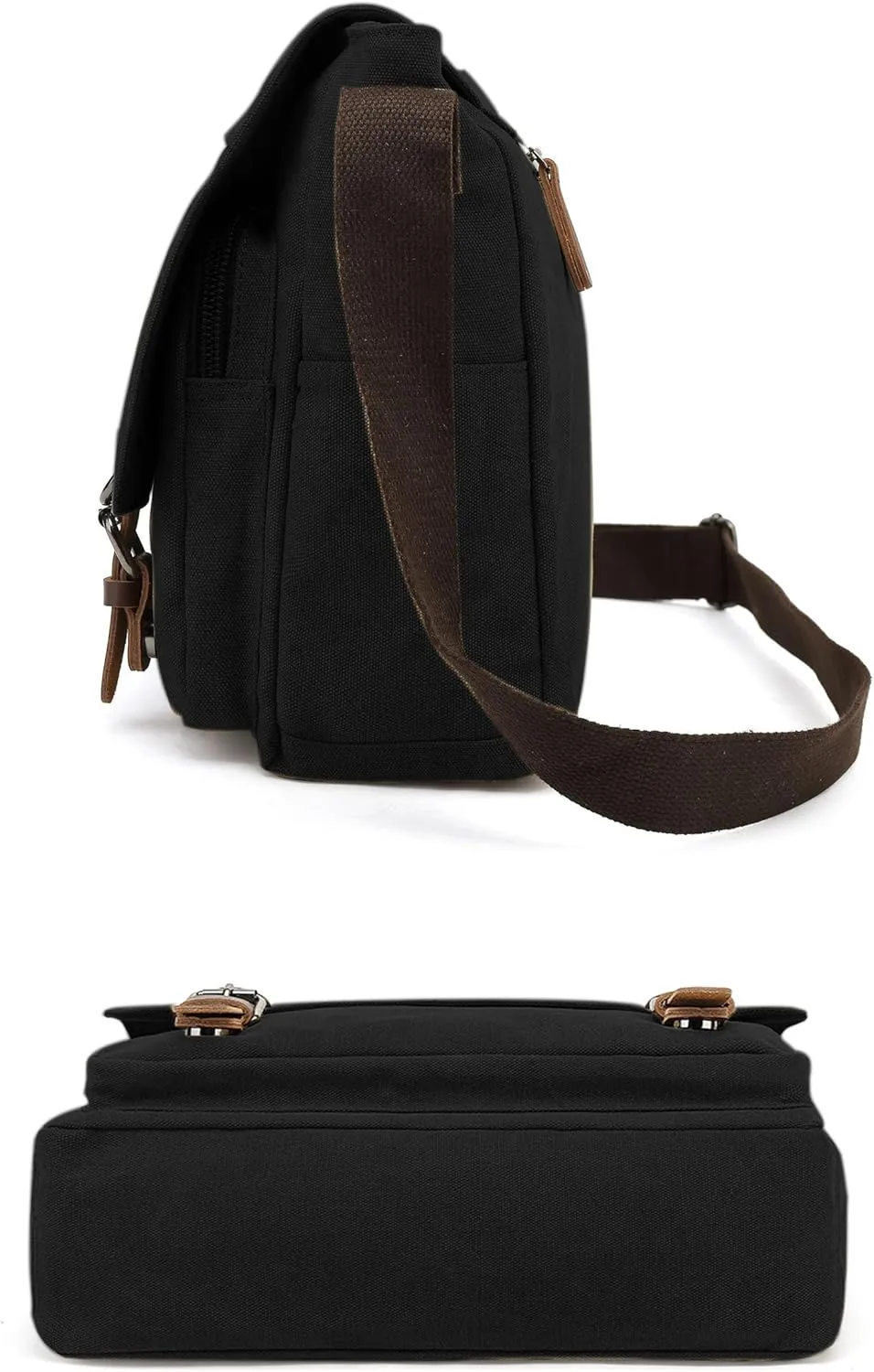 Sechunk Canvas Vintage Messenger Bag Shoulder bag Leather Large Travel Crossbody bags for men women 15inch Laptop