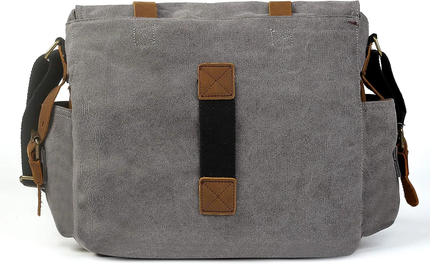 Sechunk Vintage Military Leather Canvas Laptop Bag Messenger Bags Medium