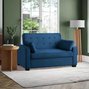 Serta Ainsley Full Size Convertible Loveseat, Navy Blue