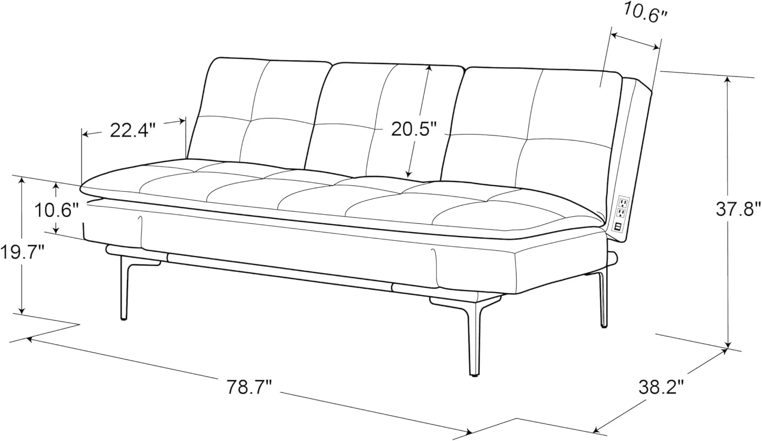 Serta Lovegood Convertible Sofa, Light Grey