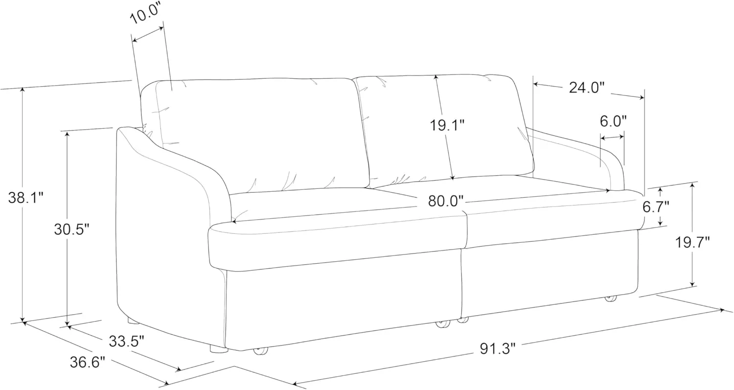 Serta Maryland Convertible Sofa, Ivory