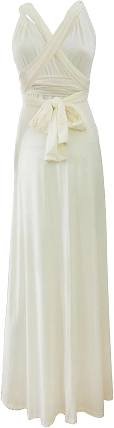 Sexyshine Women's Backless Gown Dress Convertible Multi-Way Wrap Halter Cocktail Dress Bandage Bridesmaid Long Dresses