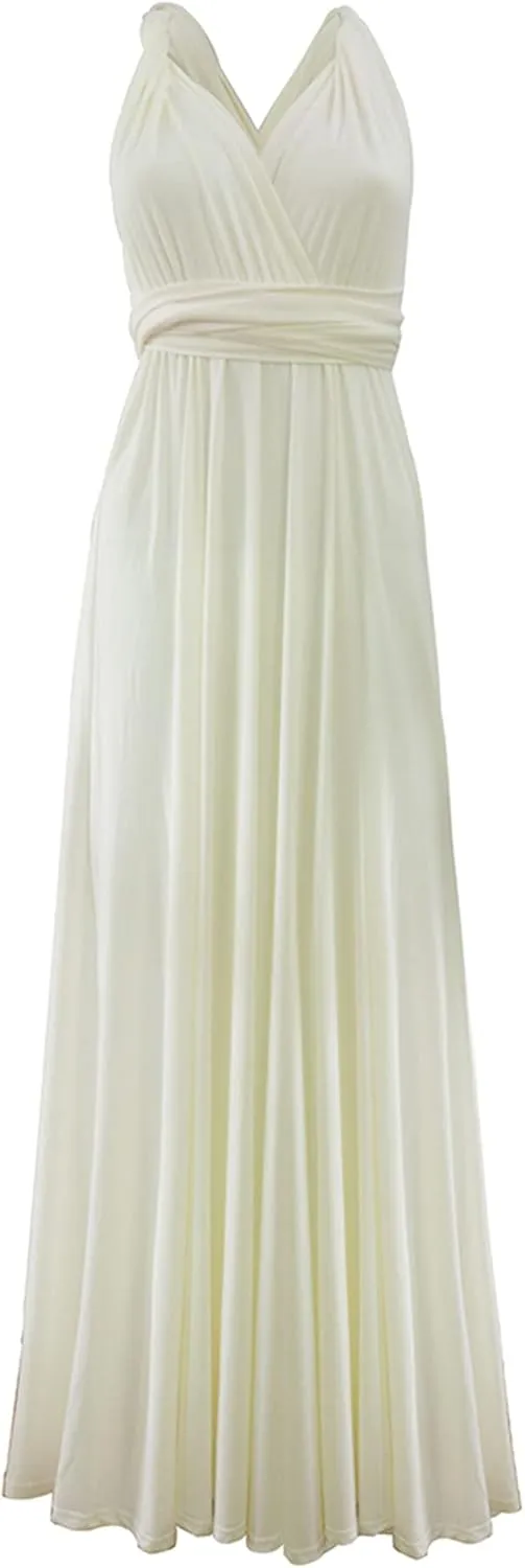Sexyshine Women's Backless Gown Dress Convertible Multi-Way Wrap Halter Cocktail Dress Bandage Bridesmaid Long Dresses