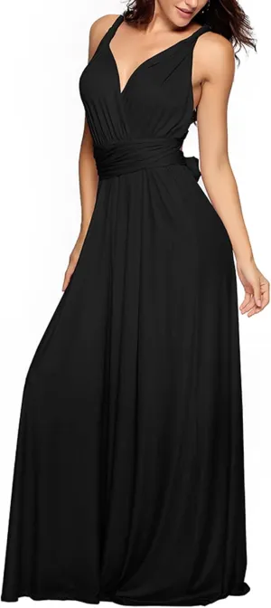 Sexyshine Women's Backless Gown Dress Convertible Multi-Way Wrap Halter Cocktail Dress Bandage Bridesmaid Long Dresses