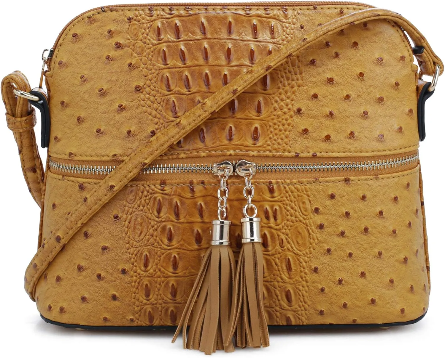 SG SUGU Lightweight Dome Crossbody Bag Shoulder Bag with Animal Skin Pattern | Tassel Zipper