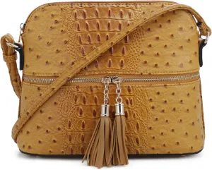 SG SUGU Lightweight Dome Crossbody Bag Shoulder Bag with Animal Skin Pattern | Tassel Zipper