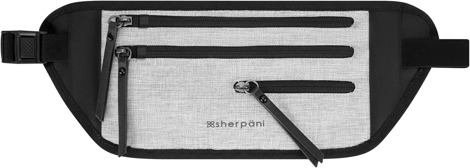 Sherpani Jett, Anti Theft Waist Pouch, Slim Money Belt Bag for Travel, Blocking Hidden Wallet Belt Bag, Secure Travel Pouch for Women, RFID Protection, Travel Gift for Mothers Day 2025 (Sterling)