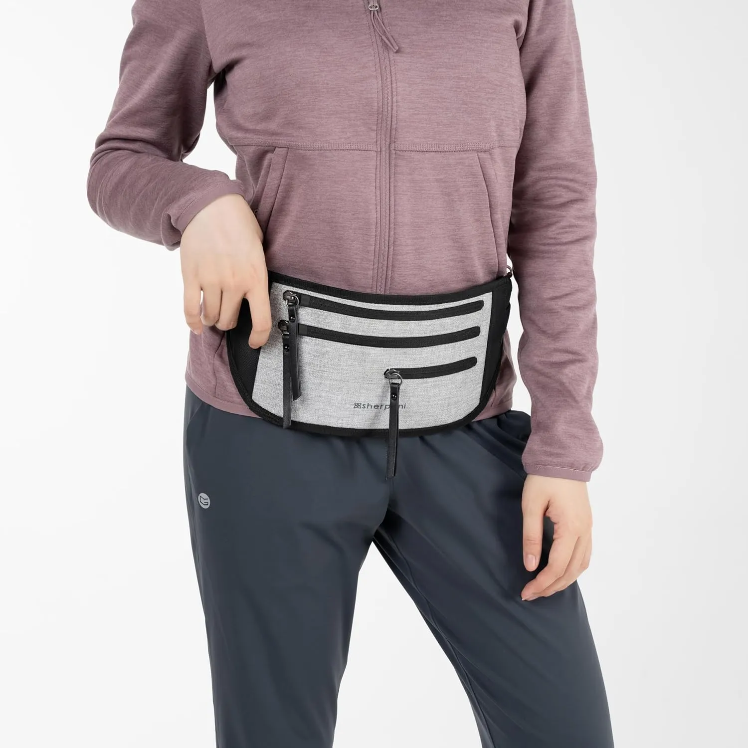 Sherpani Jett, Anti Theft Waist Pouch, Slim Money Belt Bag for Travel, Blocking Hidden Wallet Belt Bag, Secure Travel Pouch for Women, RFID Protection, Travel Gift for Mothers Day 2025 (Sterling)