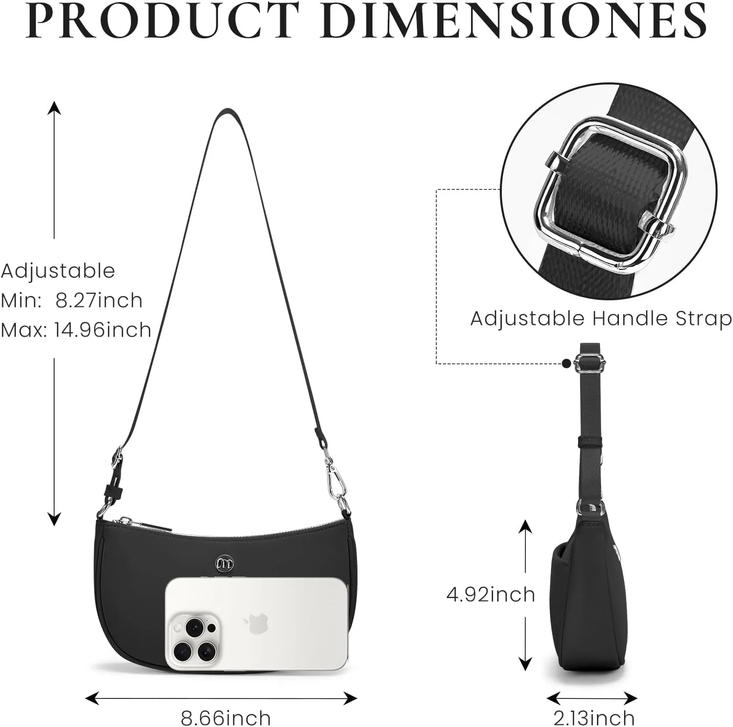 Shoulder Bag for Women Handbags with Adjustable Strap Underarm Purse Mini Clutch Purses Trendy Crescent Bags