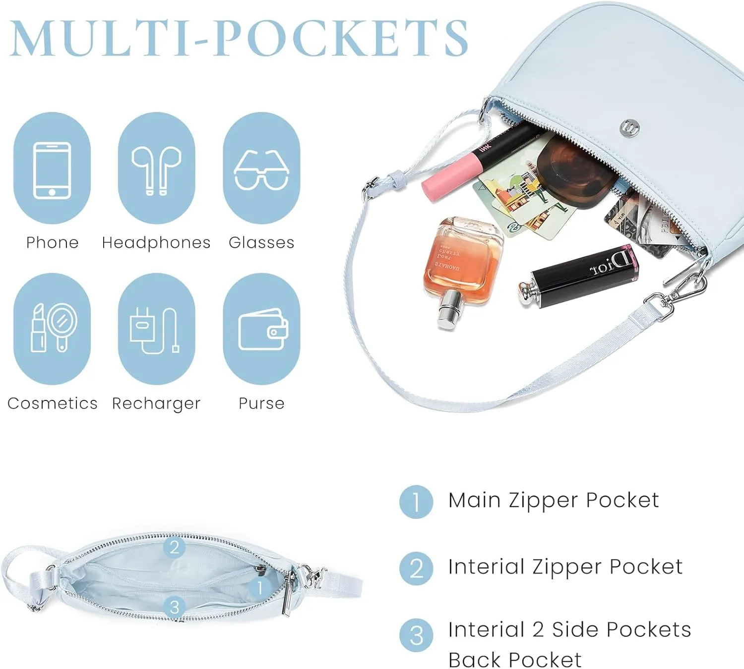 Shoulder Bag for Women Handbags with Adjustable Strap Underarm Purse Mini Clutch Purses Trendy Crescent Bags