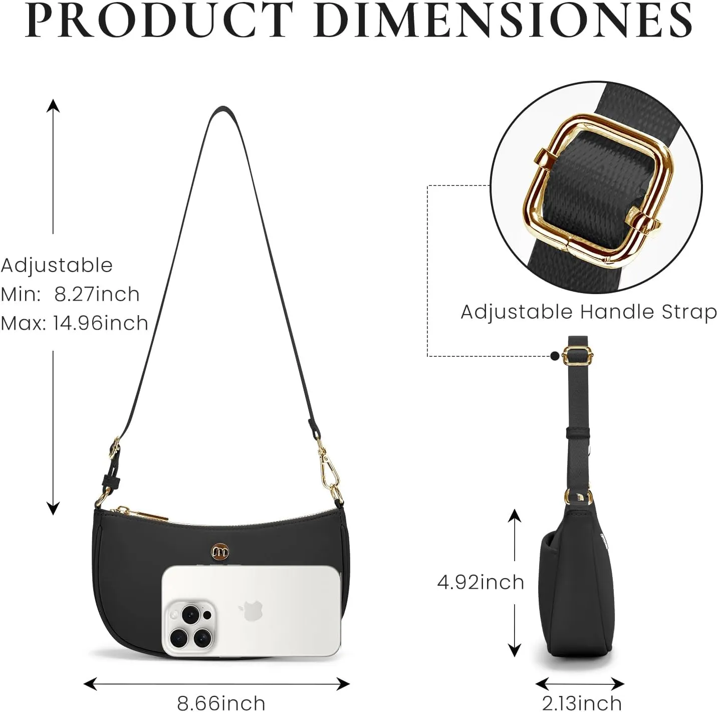 Shoulder Bag for Women Handbags with Adjustable Strap Underarm Purse Mini Clutch Purses Trendy Crescent Bags