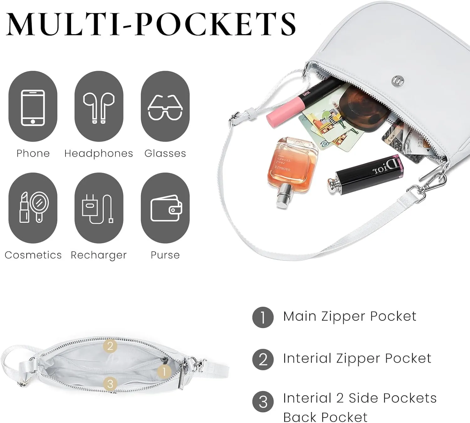 Shoulder Bag for Women Handbags with Adjustable Strap Underarm Purse Mini Clutch Purses Trendy Crescent Bags