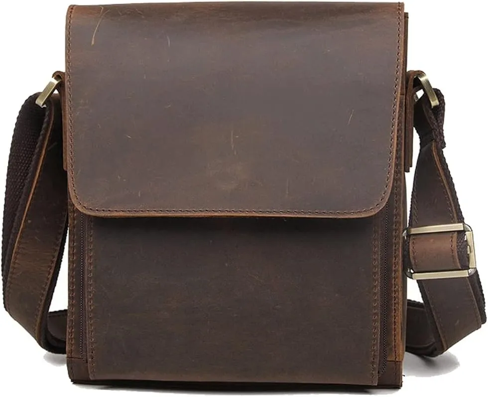 Shoulder Bag Genuine Leather Men Shoulder Bags Husband Retro Crazy Horse Leather Male Messenger Crossbody Bags Vintage Cross Body