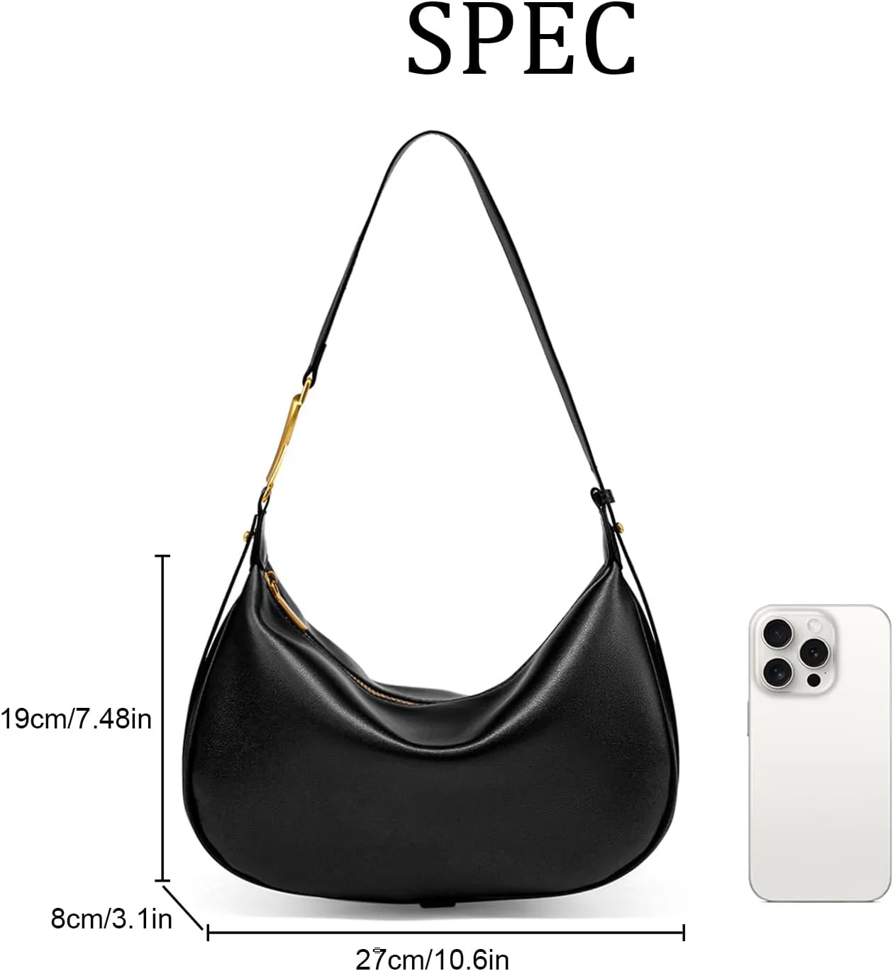 Shoulder Bags for Women, Genuine Leather Crossbody bags purses, Crescent Handbags with an Adjustable Strap