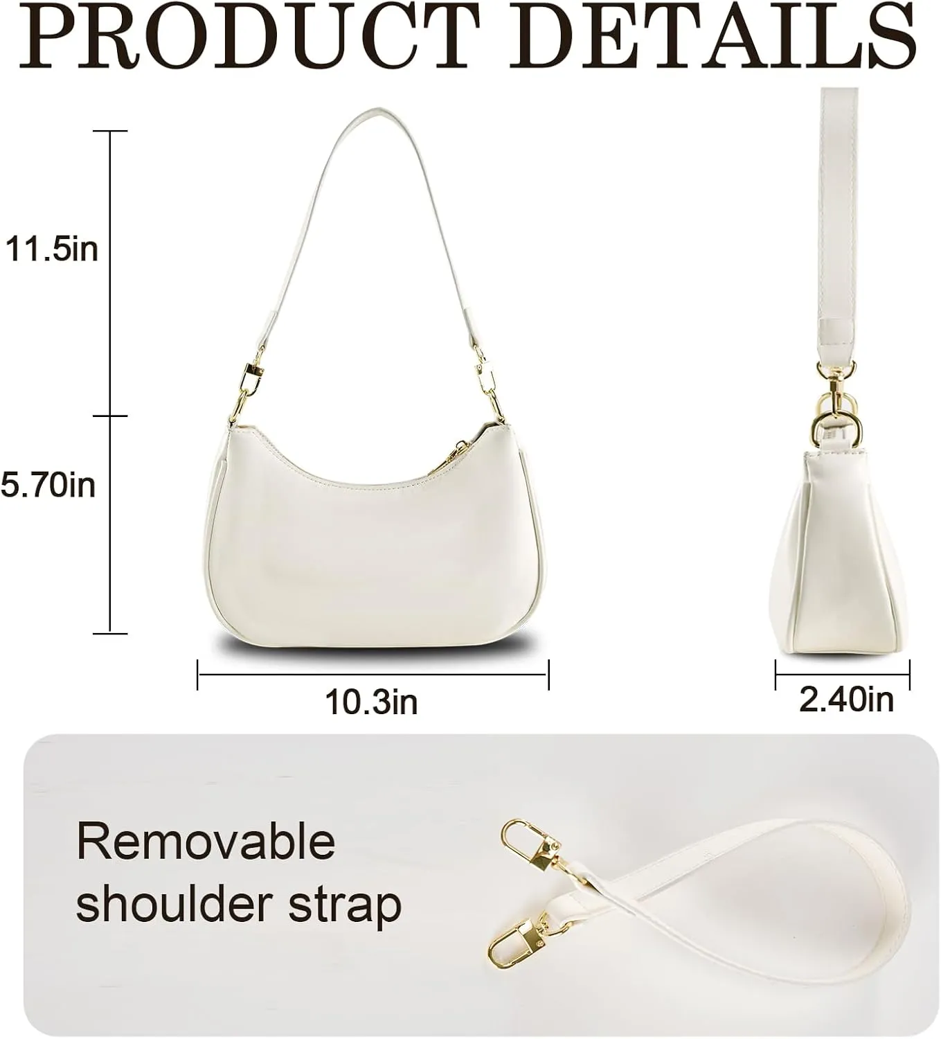 Shoulder Bags for Women Leather Cute Hobo Tote Handbag Under the Arm Purses Mini Clutch Purse with Zipper Closure