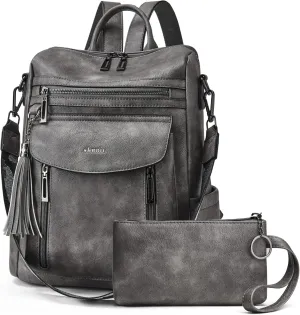 Shrrie Backpack Purse for Women Fashion Leather Backpack Purse Designer Travel Backpack Convertible Shoulder Bag with Wristlet