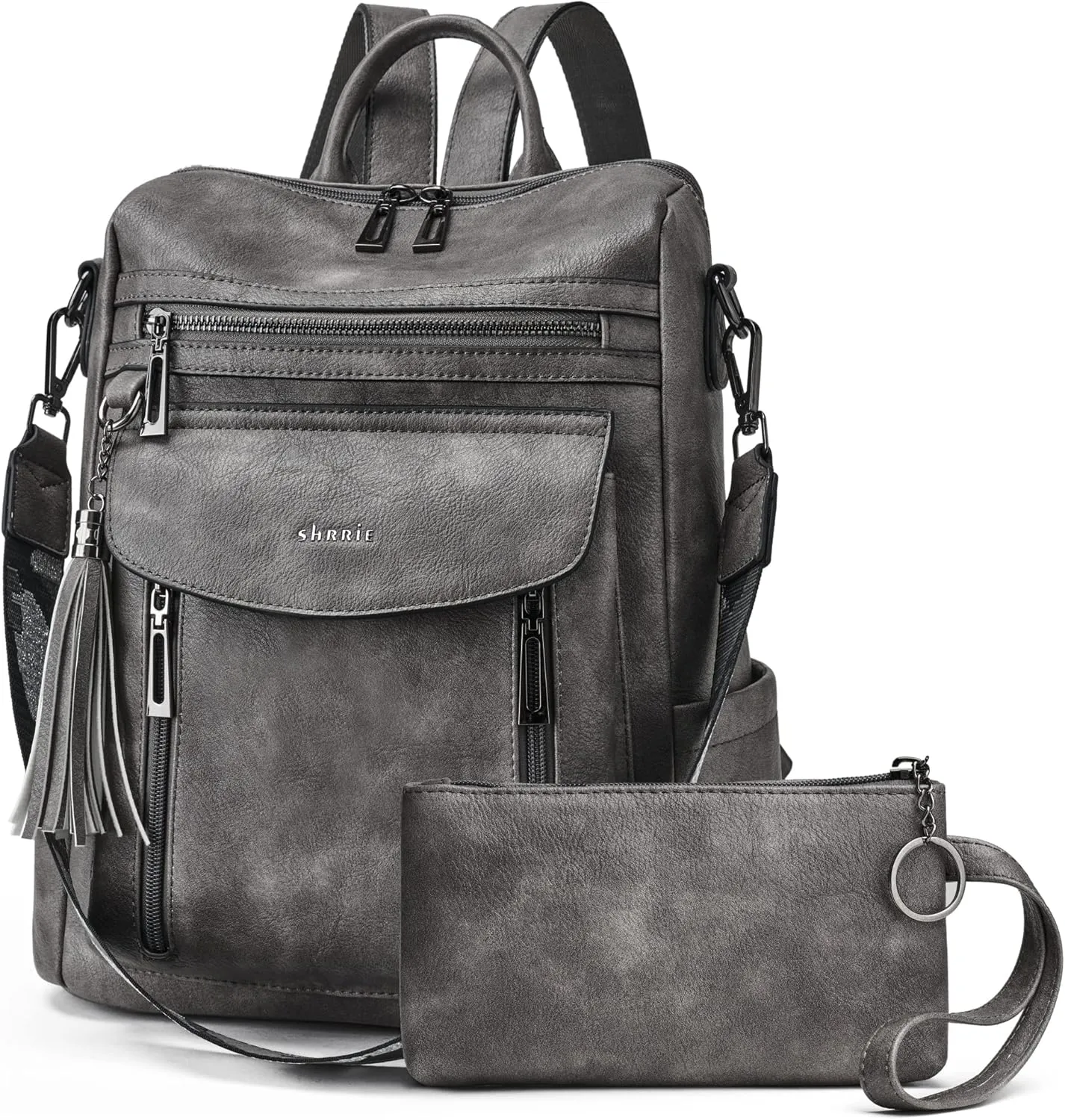 Shrrie Backpack Purse for Women Fashion Leather Backpack Purse Designer Travel Backpack Convertible Shoulder Bag with Wristlet