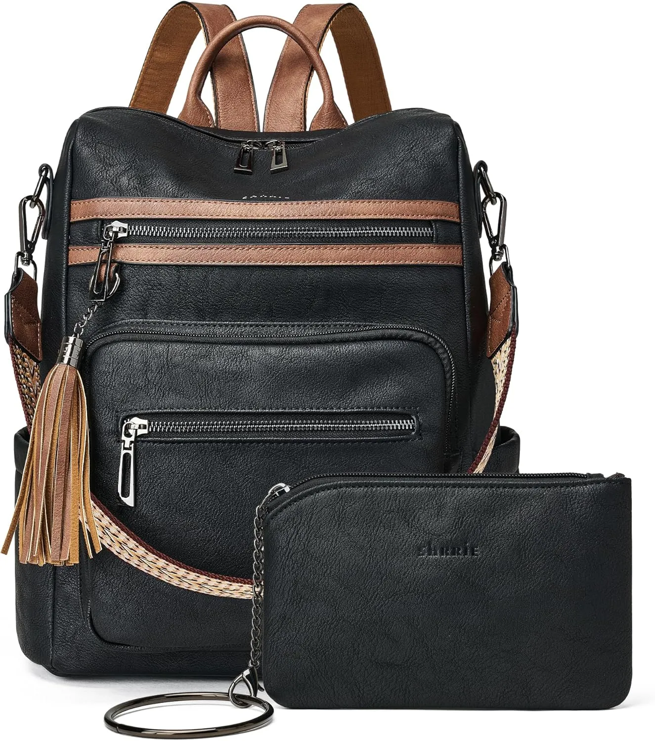 Shrrie Backpack Purse for Women Leather Backpack Fashion Designer Travel Backpack Convertible Shoulder Bag