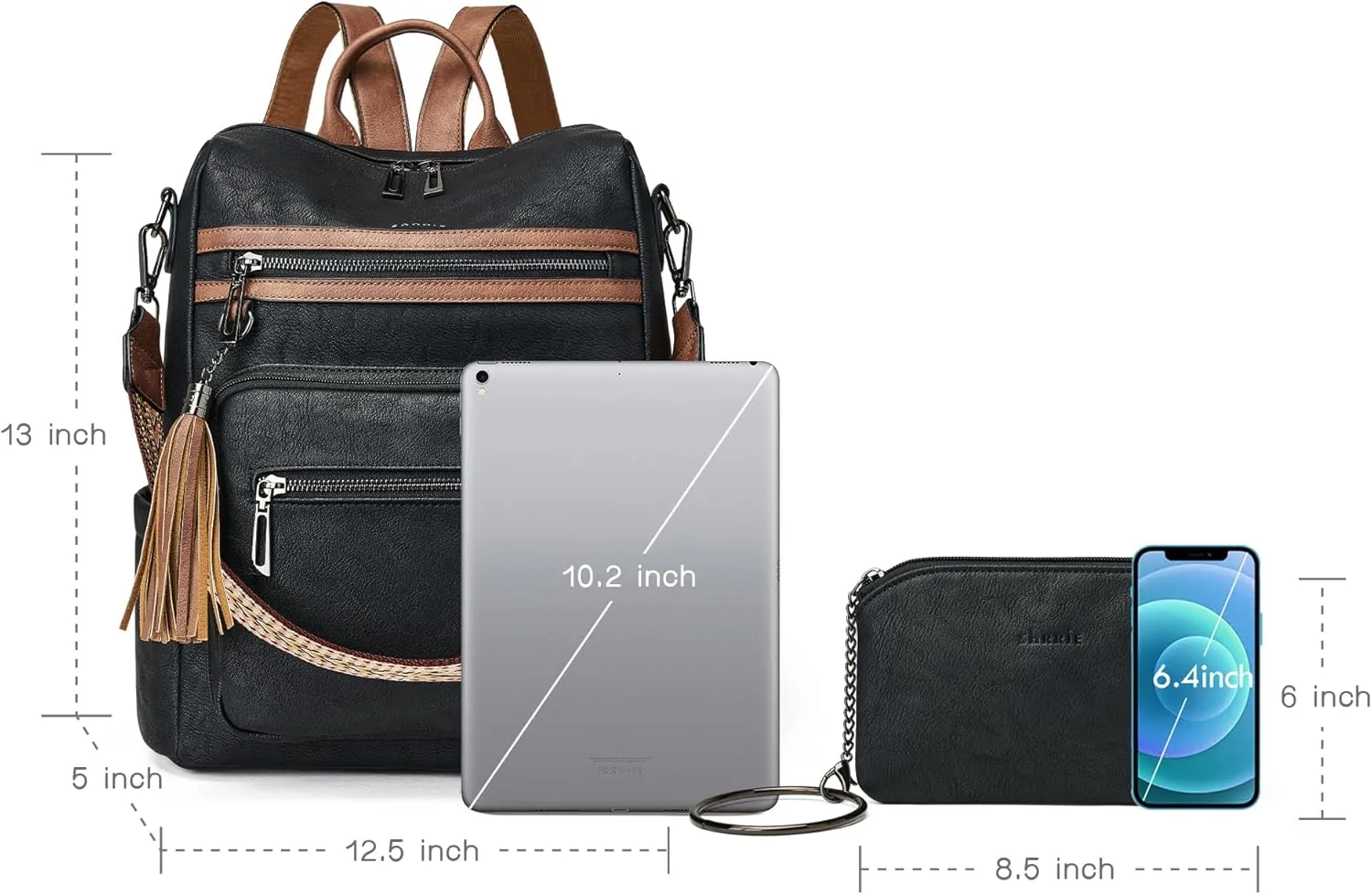 Shrrie Backpack Purse for Women Leather Backpack Fashion Designer Travel Backpack Convertible Shoulder Bag