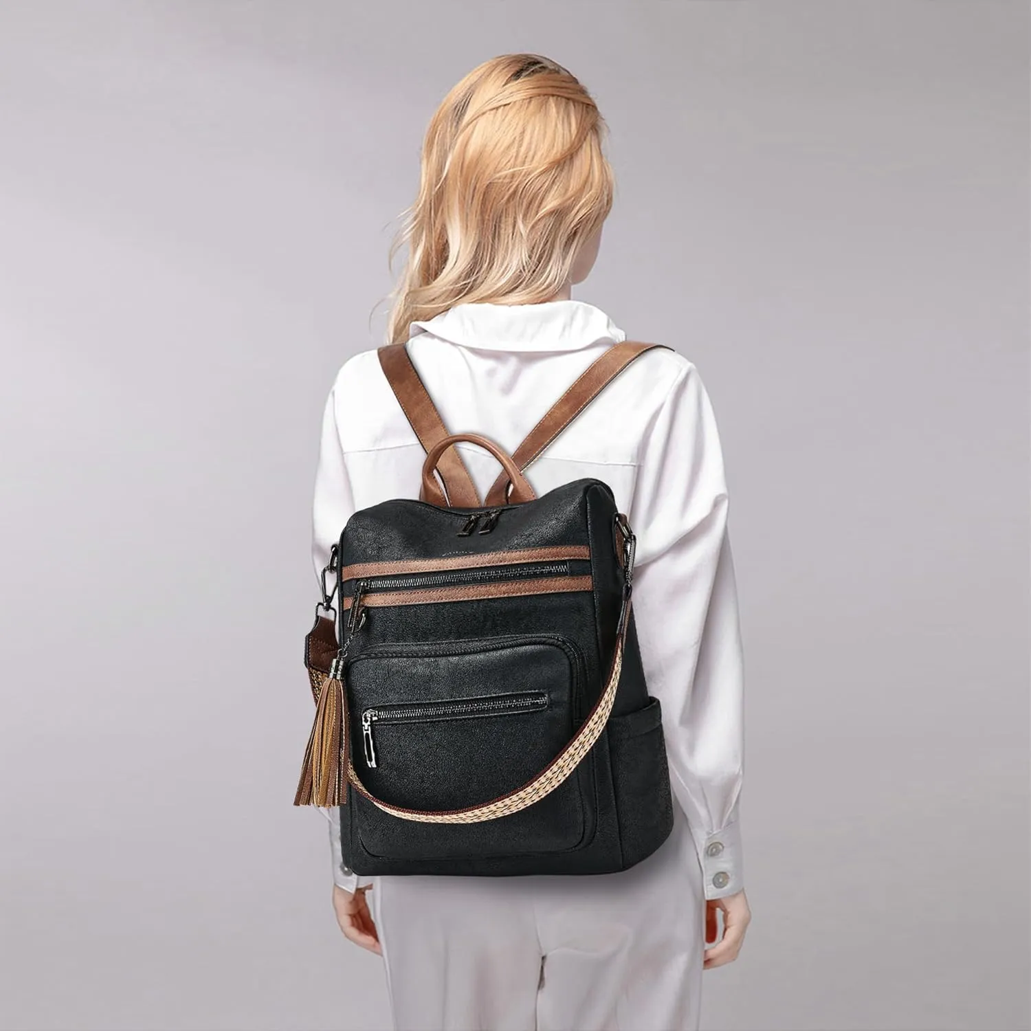 Shrrie Backpack Purse for Women Leather Backpack Fashion Designer Travel Backpack Convertible Shoulder Bag