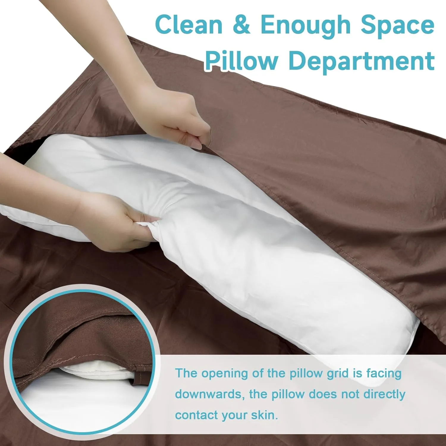 Sleeping Bag Liner, Self Tan Sleep Sack, Adult Sleep Sack, Two-Way-Zipper Expose Feet Separately, Portable Single Camping Travel Sheets for Hotel,Hostels,Business Trips
