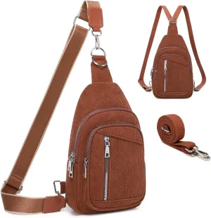 Sling Bag Crossbody Backpack - 2 in 1 Leather Cross Body Bag Fanny Pack with 2 Removable Straps