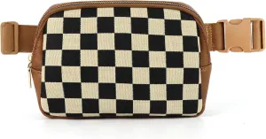 Sling Bag Crossbody Bags For Women Plaid Striped Fanny Packs Chest Bag for Work Shopping