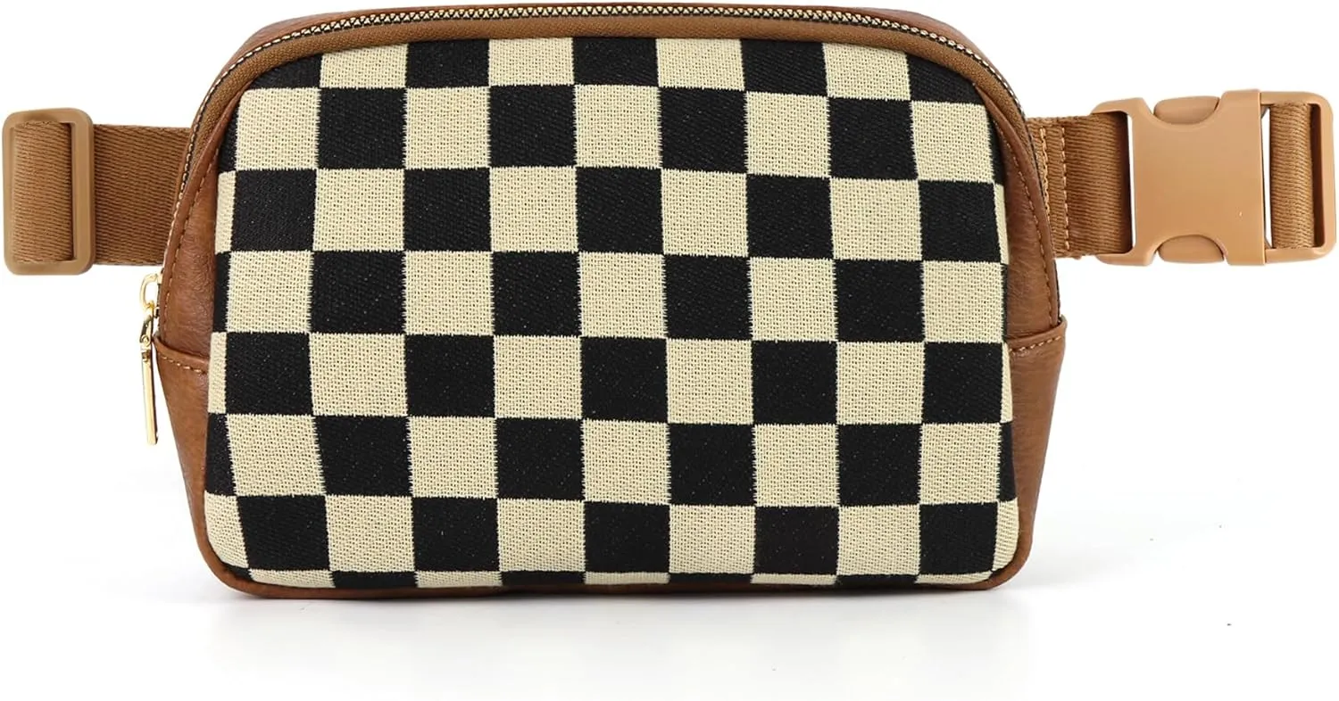 Sling Bag Crossbody Bags For Women Plaid Striped Fanny Packs Chest Bag for Work Shopping