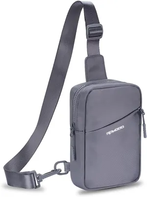 Sling Bag for Men, Small Crossbody Bags for Women, Water Resistance Chest Bag with Adjustable Extended Strap 3 Pockets, Mini Shoulder Bag Casual Daypack for Card Keys Walking Jogging (Grey)