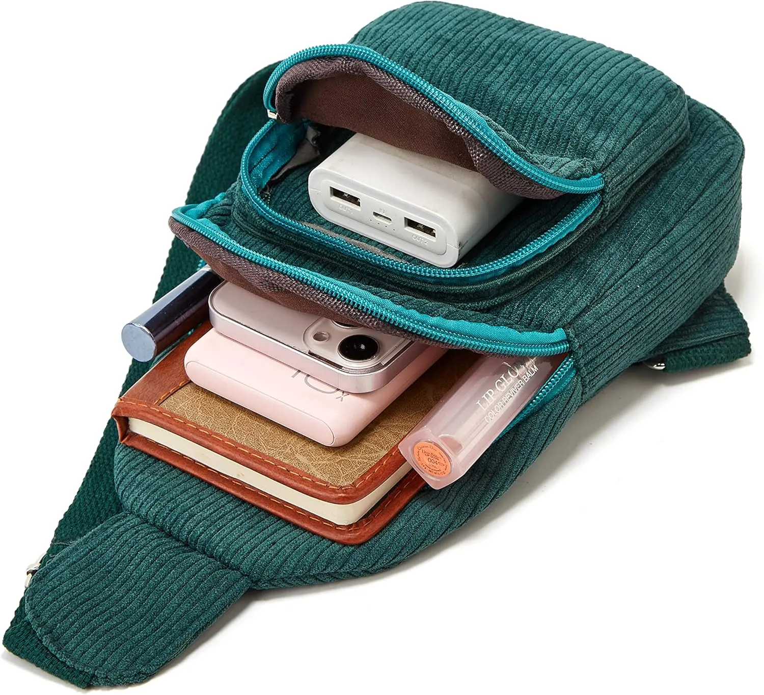 Sling Bag for Women Small Crossbody Sling Bag Corduroy Sling Backpack Fanny Belt Bag for Travel Sports Running Hiking LightGreen