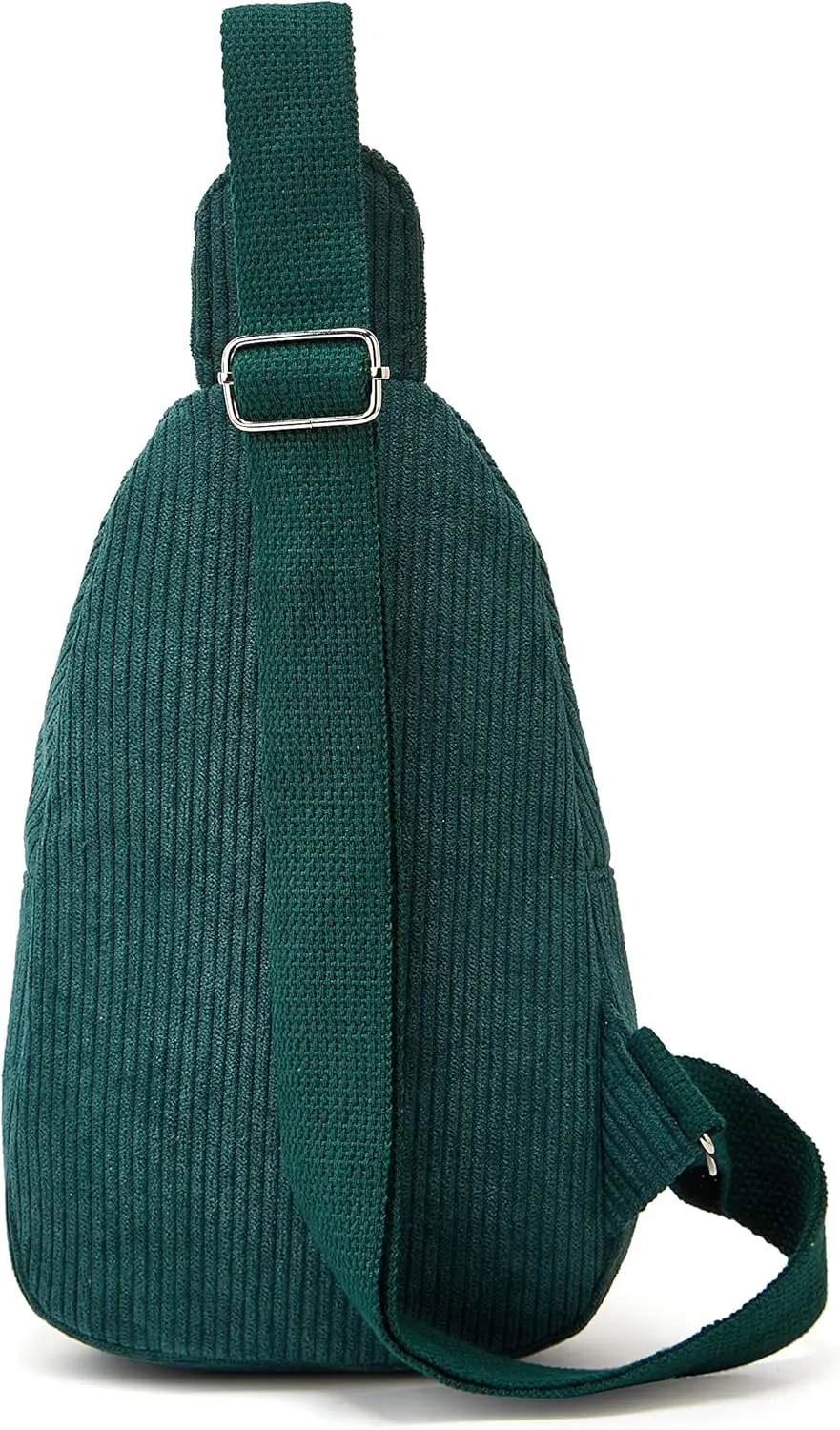 Sling Bag for Women Small Crossbody Sling Bag Corduroy Sling Backpack Fanny Belt Bag for Travel Sports Running Hiking LightGreen