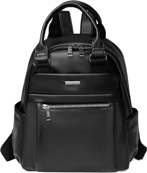 Small Backpack for Women Mini Travel Backpack Purse PU Leather Waterproof Small Purses Cute Lightweight Back Pack Black Trendy Daypack