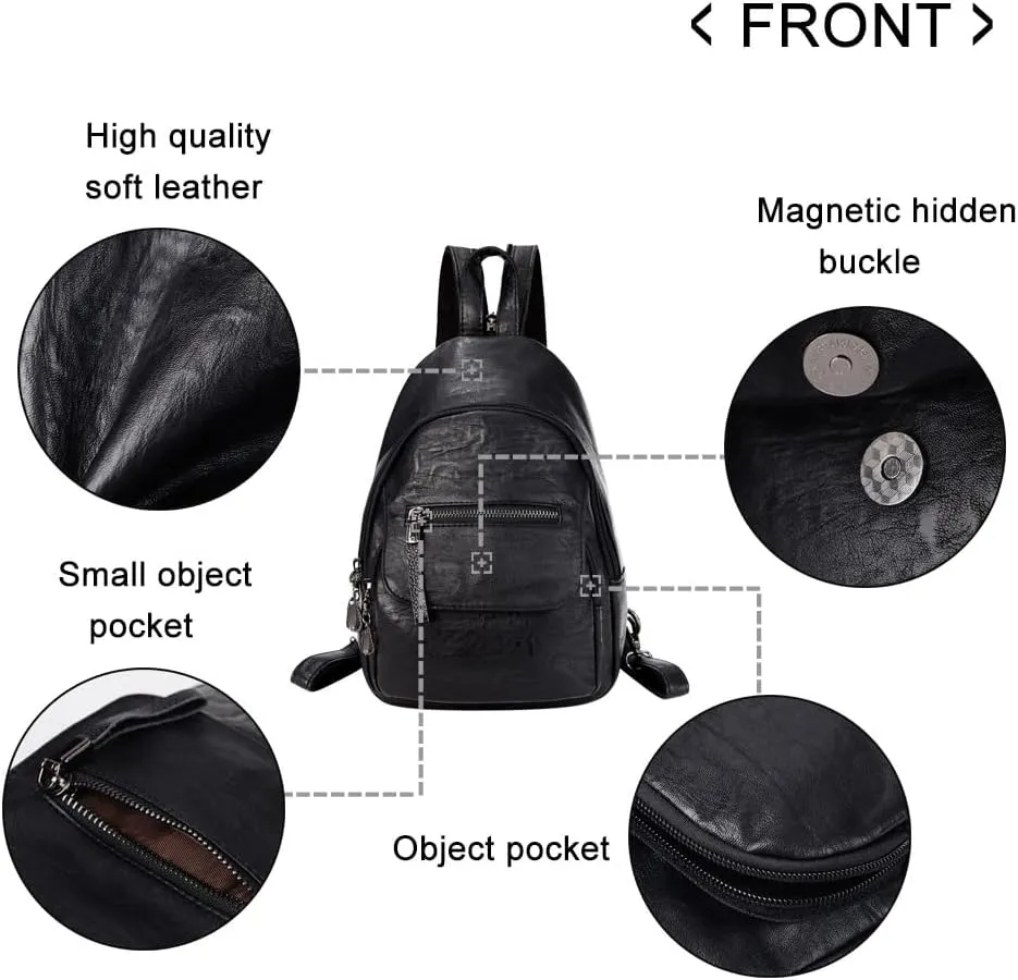 Small Backpack Purse for Women Fashion PU Leather Backpack Convertible Ladies Sling Bag
