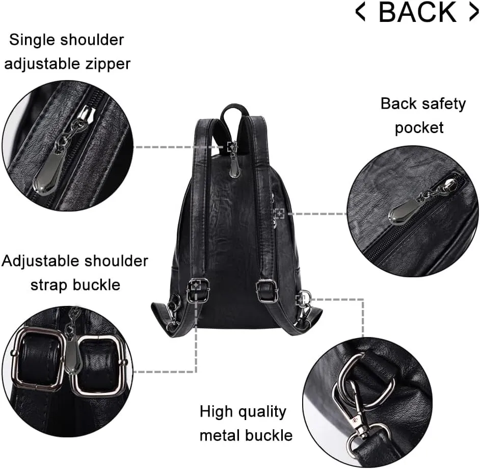 Small Backpack Purse for Women Fashion PU Leather Backpack Convertible Ladies Sling Bag