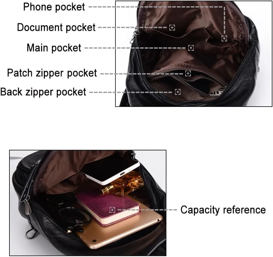 Small Backpack Purse for Women Fashion PU Leather Backpack Convertible Ladies Sling Bag