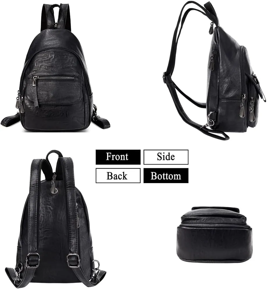 Small Backpack Purse for Women Fashion PU Leather Backpack Convertible Ladies Sling Bag