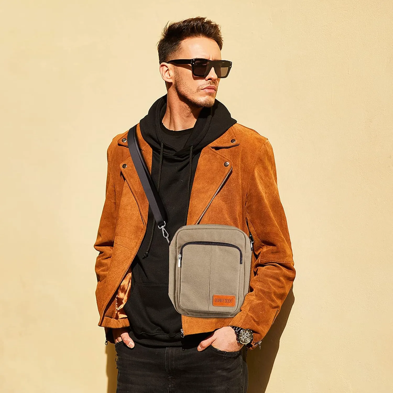 Small Casual Canvas Messenger Bags Lightweight Crossbody Travel Purse Shoulder Bags for Women Men Canvas Side Bag for Men