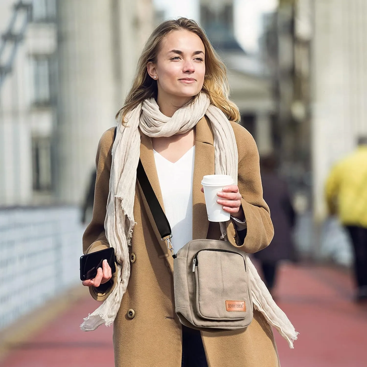 Small Casual Canvas Messenger Bags Lightweight Crossbody Travel Purse Shoulder Bags for Women Men Canvas Side Bag for Men