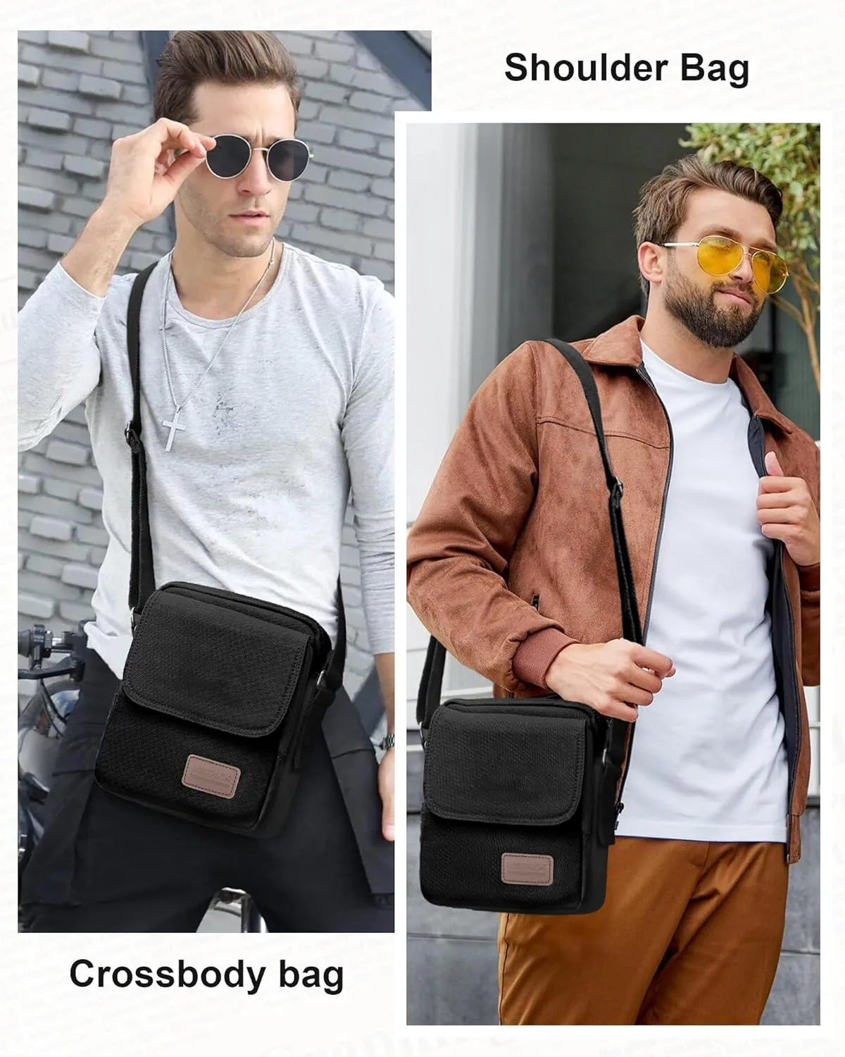 Small Crossbody Bag for Men,Canvas Messenger Shoulder Bags Crossbody Satchel Bag Men's Side Bags Over the Shoulder Purse