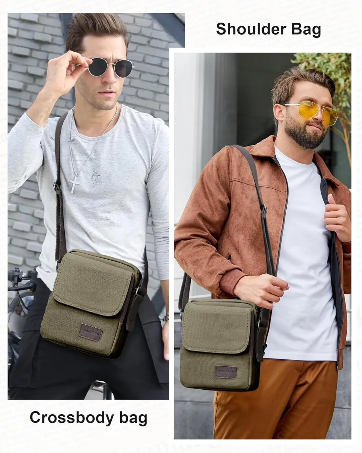 Small Crossbody Bag for Men,Canvas Messenger Shoulder Bags Crossbody Satchel Bag Men's Side Bags Over the Shoulder Purse