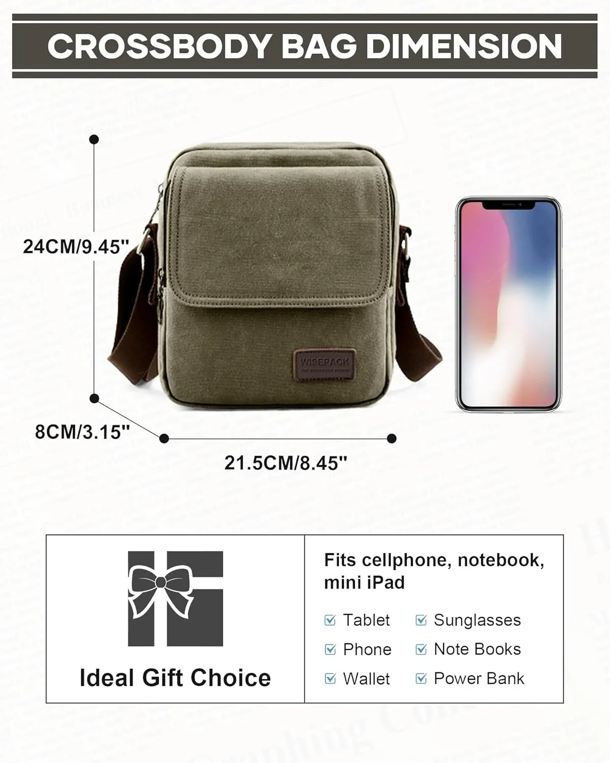 Small Crossbody Bag for Men,Canvas Messenger Shoulder Bags Crossbody Satchel Bag Men's Side Bags Over the Shoulder Purse
