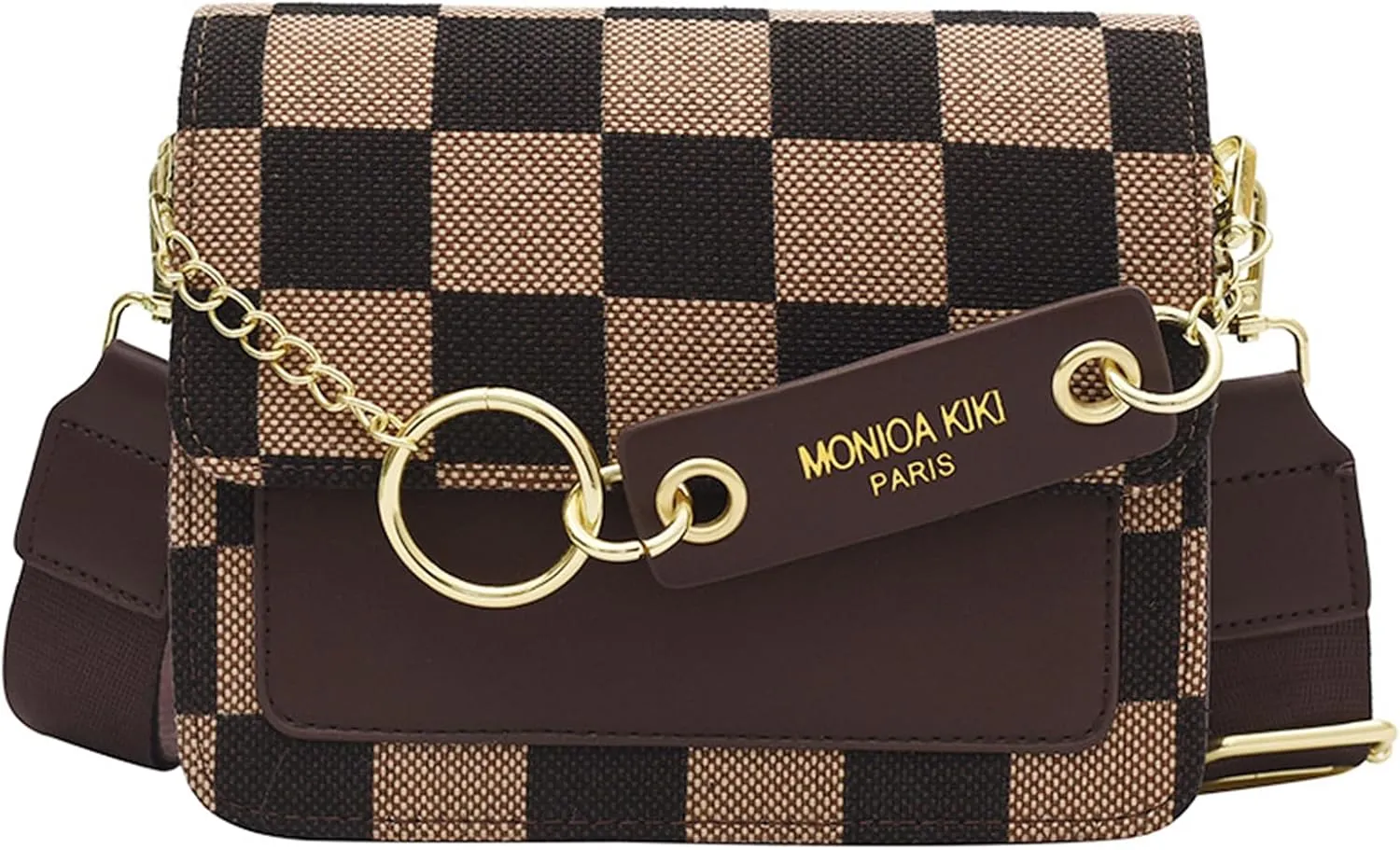 Small Crossbody Bag for Women, Checkerboard Shoulder Bag, Vintage Chain Satchel, Retro Hobo Purse