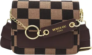 Small Crossbody Bag for Women, Checkerboard Shoulder Bag, Vintage Chain Satchel, Retro Hobo Purse