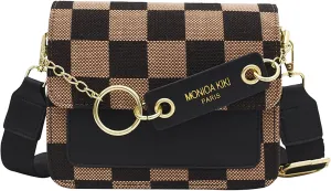 Small Crossbody Bag for Women, Checkerboard Shoulder Bag, Vintage Chain Satchel, Retro Hobo Purse