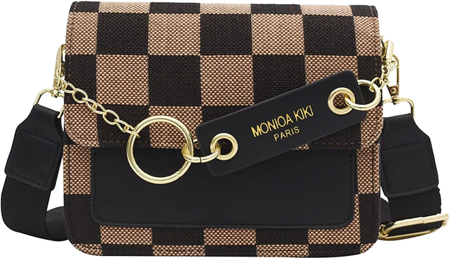 Small Crossbody Bag for Women, Checkerboard Shoulder Bag, Vintage Chain Satchel, Retro Hobo Purse