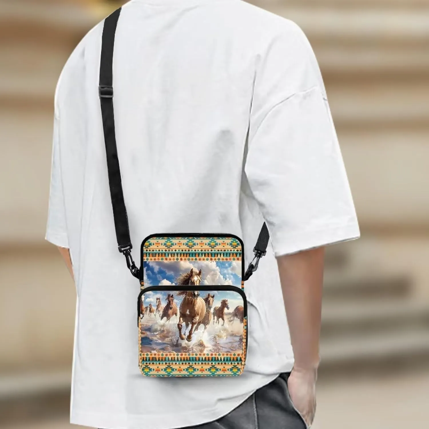 Small Crossbody Bags for Women Men, 2 Layer Messenger Sling Bag Waist Fanny Pack