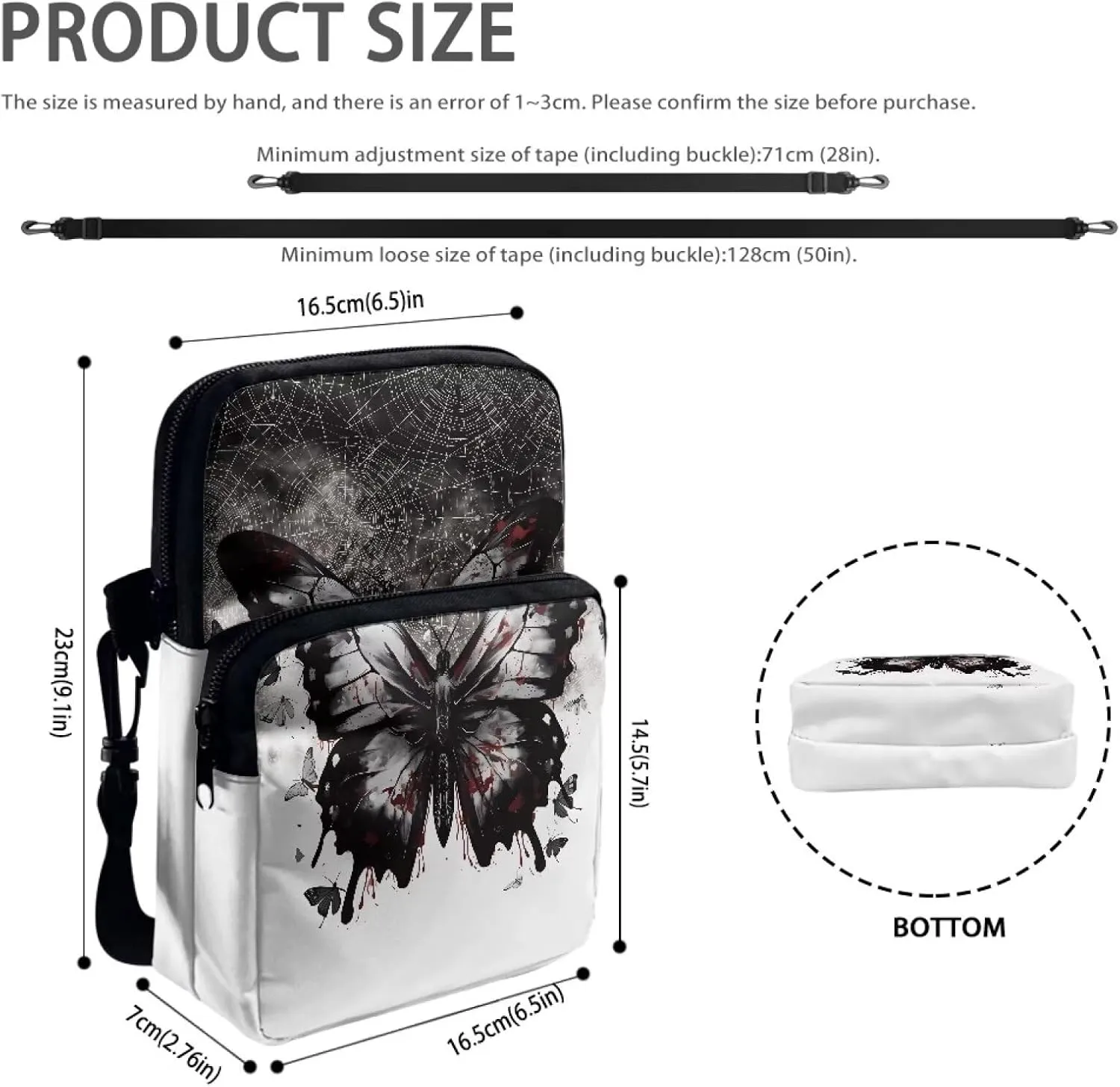 Small Crossbody Bags for Women Men, 2 Layer Messenger Sling Bag Waist Fanny Pack