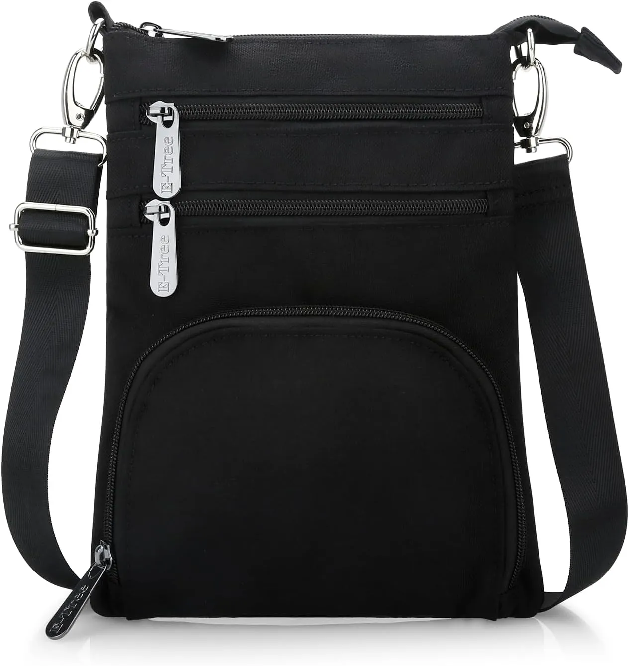 Small Crossbody Bags for Women Men Messenger Bag Handbag Wallet Purse with Shoulder Strap Canvas Black Multi Pockets