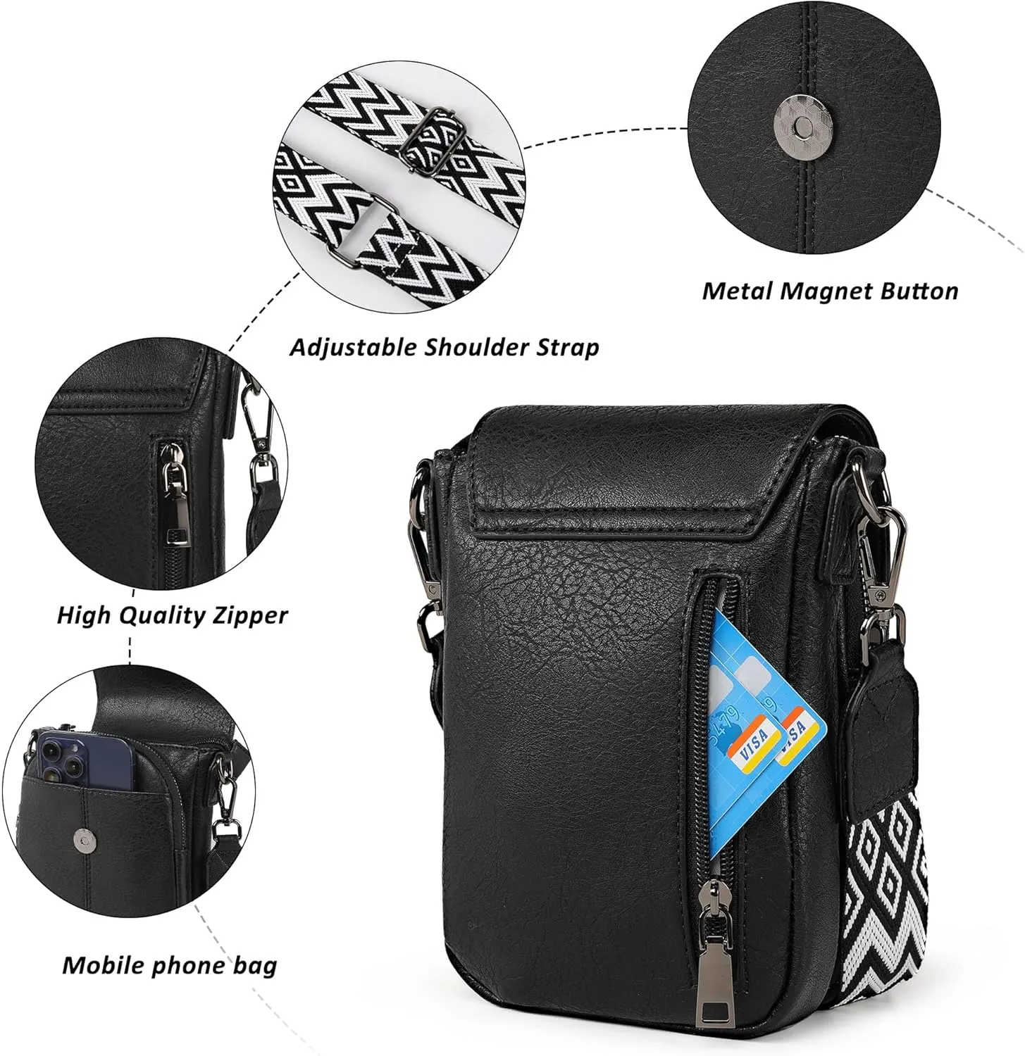 Small Crossbody Bags for Women, Small Purses for Women with Card Slots Phone Purse mit Adjustable Strap
